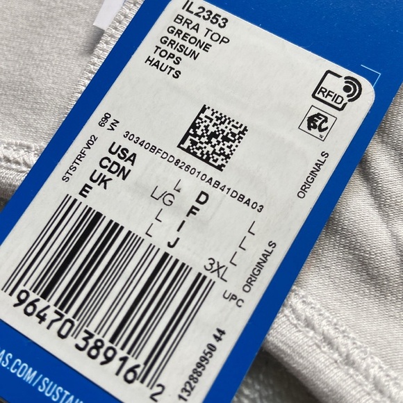 NWT Adidas Large Trefoil Bra Top - Picture 3 of 6